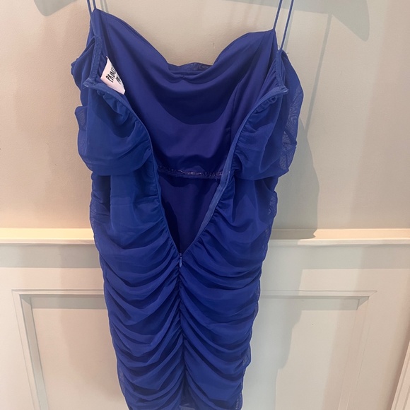 Blue Ruched mini dress, fully lined. - Picture 7 of 10